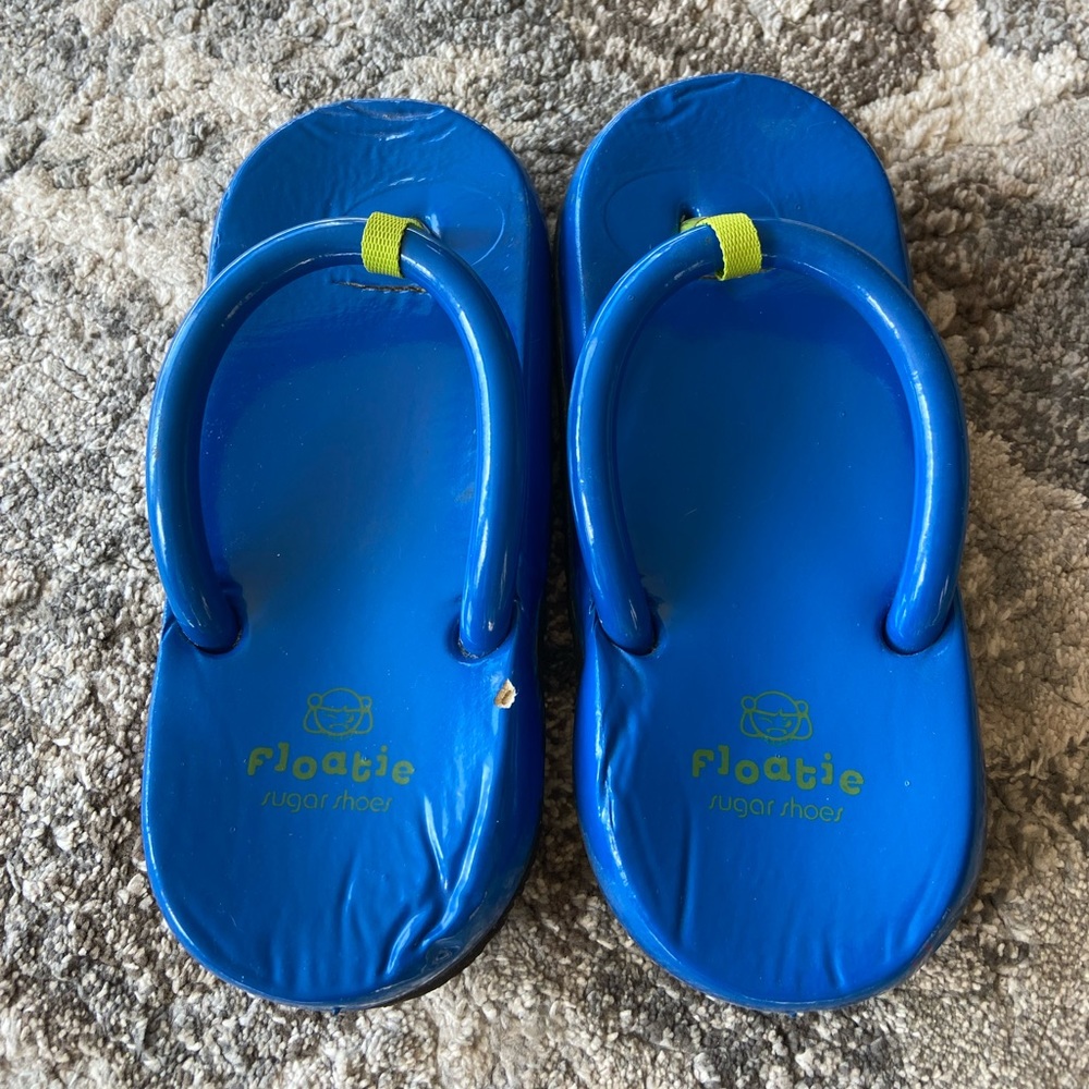 Vintage 90s Floatie Sugar Shoes Floating Flip Flops Sandals Navy Blue Sz M 7/8